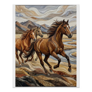 Wild Running Horses Majestic Nature Stampede Fleec Poster