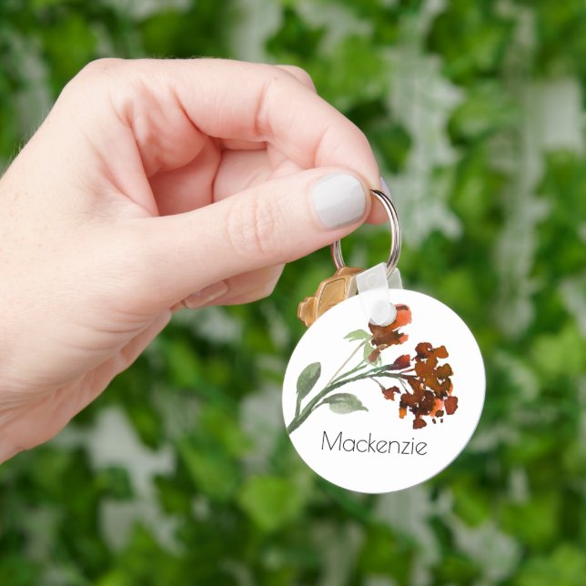 Wild Rustic Flowers | Burnt Orange Bohemian Custom Keychain (Hand)