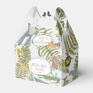 Wild Safari African Animals Botanical Baby Shower Favor Box