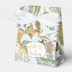 Wild Safari African Animals Botanical Baby Shower Favor Box