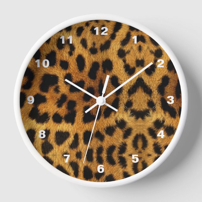 wild Safari animal cheetah girly leopard print Clock (Front)