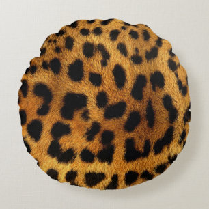 wild Safari animal cheetah girly leopard print Round Pillow