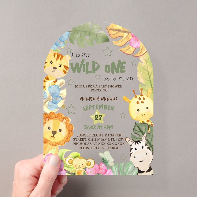 Wild Safari Animals Baby Shower Acrylic Invitations (Insitu (Handheld))
