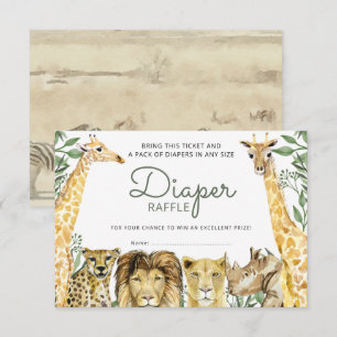 Wild Safari Animals Baby Shower Diaper Raffle Invitation