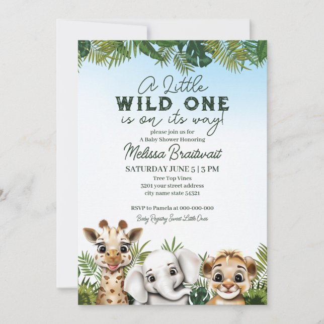 Wild Safari Animals Baby Shower Invitation (Front)