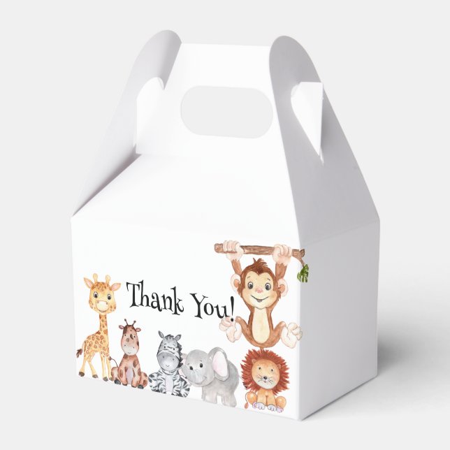 Wild Safari Animals Birthday Party Favour Box (Front Side)
