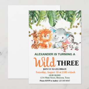 Wild Safari Animals Birthday Party Invitation
