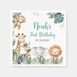 Wild Safari Animals Birthday Party Napkin