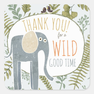 Wild Safari Animals Botanical Baby Shower Books  Square Sticker