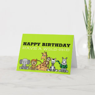 Wild Safari Animals, Children's Birthday Card