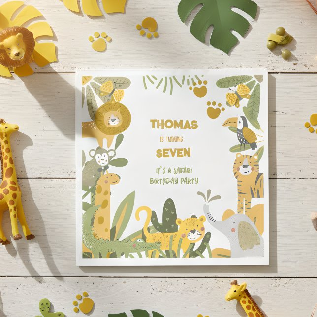 Wild safari animals kids birthday napkin (Creator Uploaded)