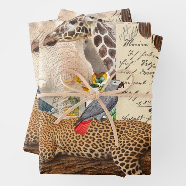 Wild Safari Animals  Wrapping Paper Sheet (In situ)