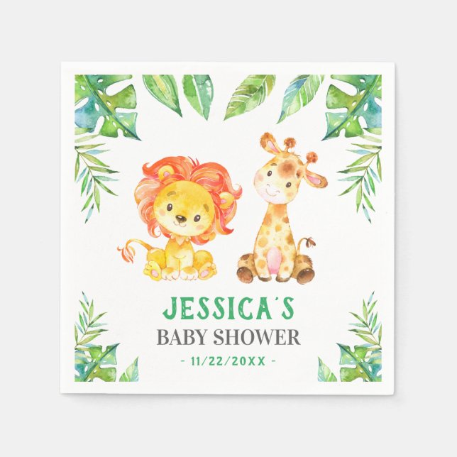Wild Safari Baby Boy Shower Jungle Sprinkle Party Napkin (Front)