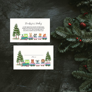 Wild Safari Choo Train Diaper Raffle Baby Shower Enclosure Card