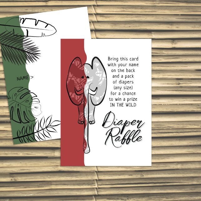 Wild Safari Elephant Rust Red Diaper Raffle Enclosure Card (Creator Uploaded)
