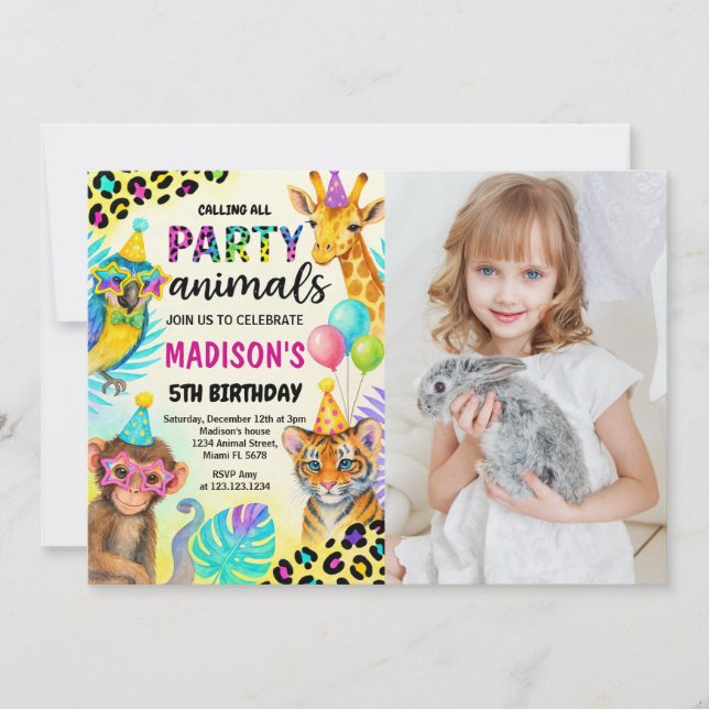 Wild Safari Jungle Birthday Invitation (Front)