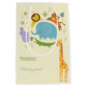 Wild safari kids birthday medium gift bag