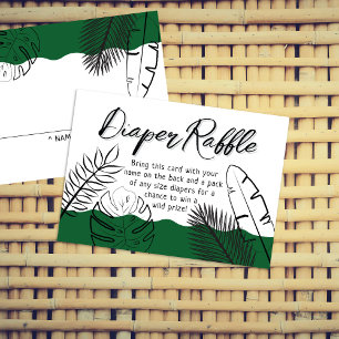 Wild Safari Leave Forest Green Diaper Raffle Enclosure Card