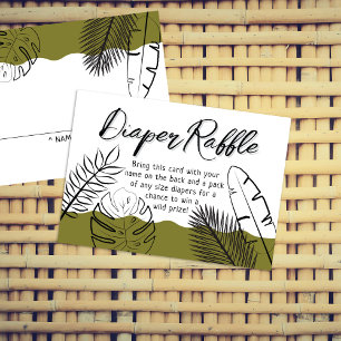 Wild Safari Leave Olive Green Diaper Raffle Enclosure Card