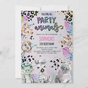 Wild Safari Party Animals Jungle Animals Birthday Invitation