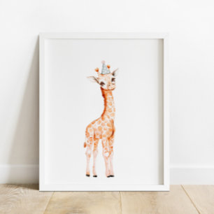 Wild Safari Party Giraffe Animals Birthday Poster