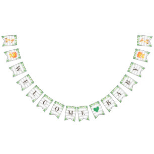 Wild Safari Welcome Baby Boy Shower Lion Giraffe Bunting Flags
