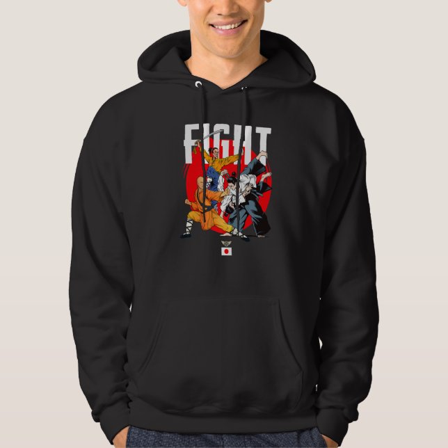 Wild Samurai Kung Fu Men Fighting  Graphic Designs Hoodie (Front)