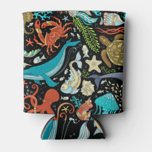 Wild sea life: colourful vintage. can cooler