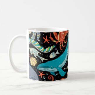 Wild sea life: colourful vintage. coffee mug