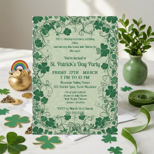 Wild Shamrock Vine Funky Saint Patricks Day Party  Invitation