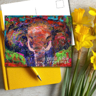 Wild Side Greetings Abstract Elephant Postcard