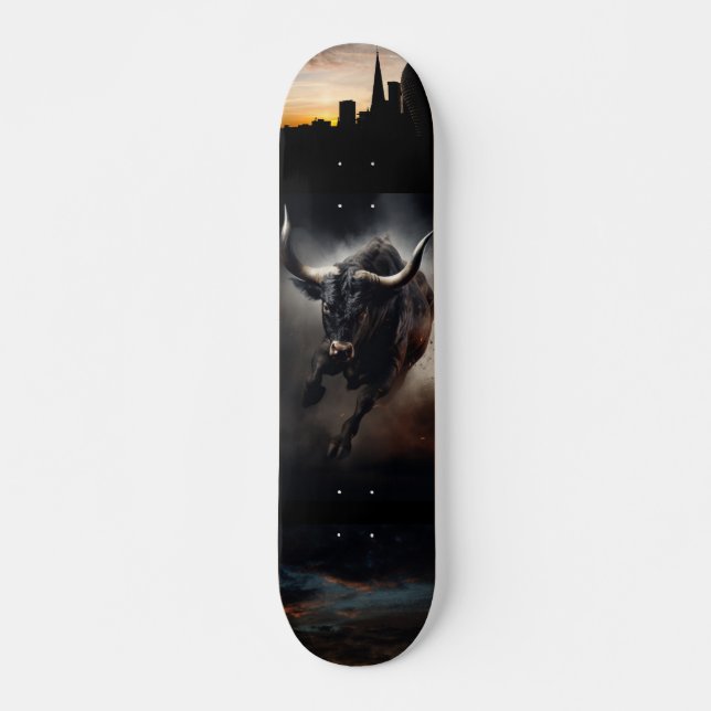Wild Skating Toro With Large Horns Skateboard (Front)