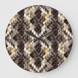 Wild Skin Watercolor Seamless Pattern Large Clock