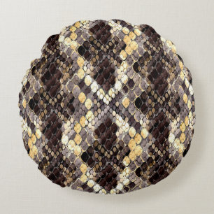 Wild Skin Watercolor Seamless Pattern Round Pillow
