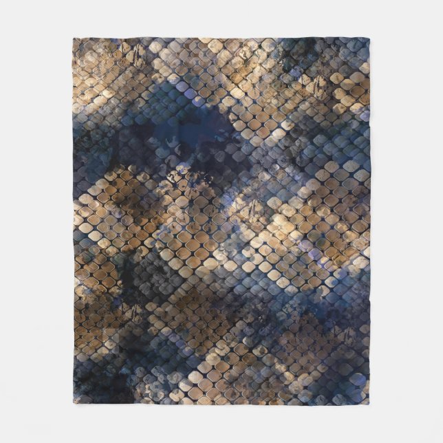 Wild Snakeskin Watercolor Seamless Design Fleece Blanket (Front)