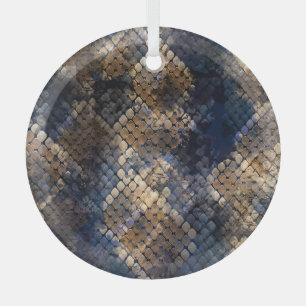 Wild Snakeskin Watercolor Seamless Design Glass Ornament