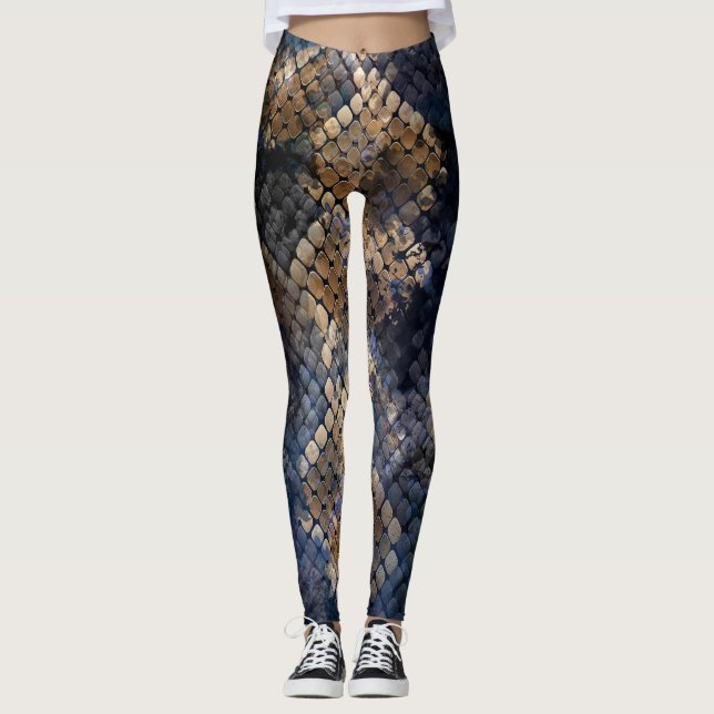 Wild Snakeskin Watercolor Seamless Design Leggings (Front)