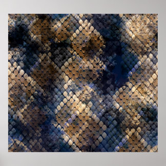 Wild Snakeskin Watercolor Seamless Design Poster