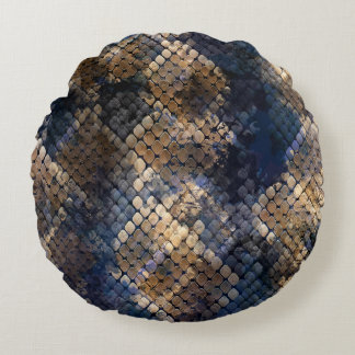 Wild Snakeskin Watercolor Seamless Design Round Pillow