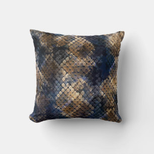 Wild Snakeskin Watercolor Seamless Design Throw Pillow