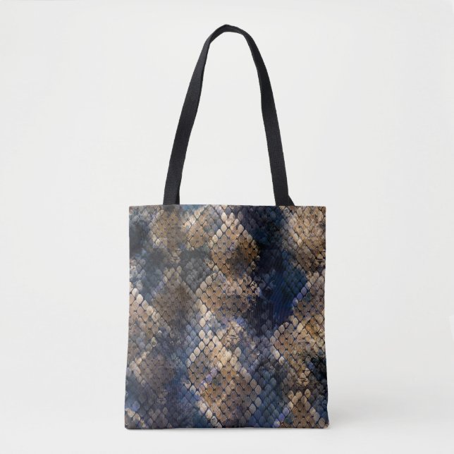 Wild Snakeskin Watercolor Seamless Design Tote Bag (Front)