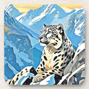 Wild Snow Leopard Design Coaster