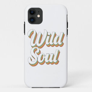 WILD SOUL 70's typography retro vintage design     iPhone 11 Case