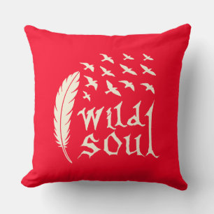 Wild Soul Feather Bird Nature Design Throw Pillow