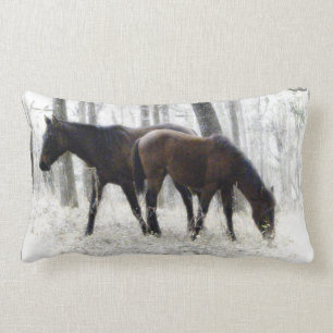 Wild Spanish Horses Photography Lumbar Pillow