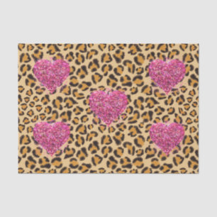 Wild sparkling pink Hearts and Leopard print Tissue Paper