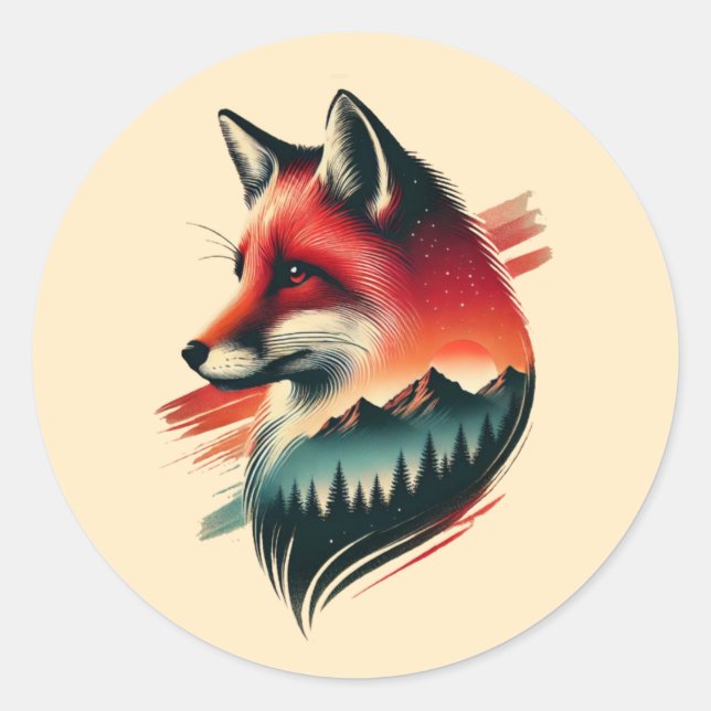 Wild Spirit Fox - Sticker artistique inspiré par l (Devant)