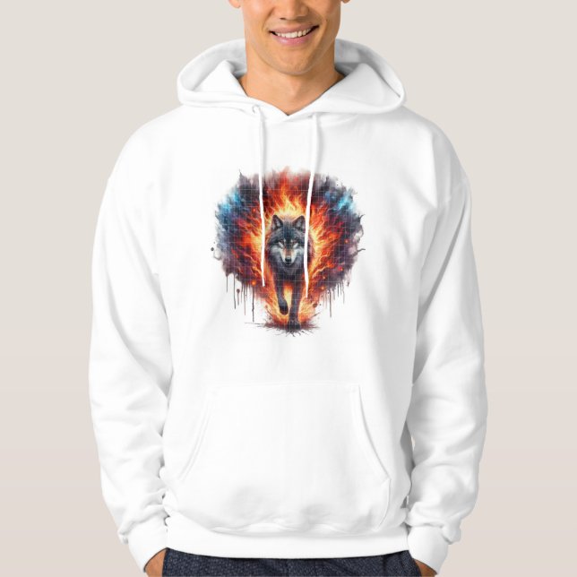 "Wild Spirit : Hommes Wolf Design Sweat - shirts à (Devant)
