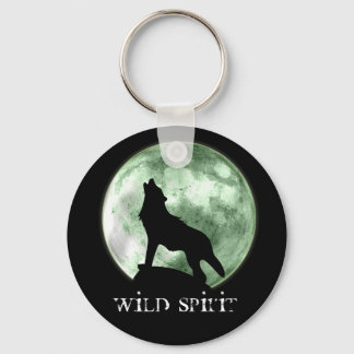 "Wild Spirit" Howling Wolf (Green) Keychain