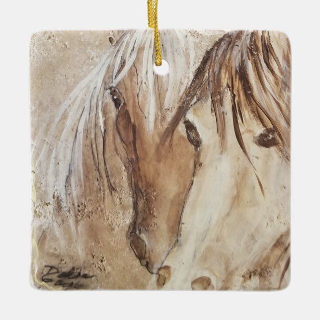 "Wild Spirit" Mustang Ceramic Ornament (Front)